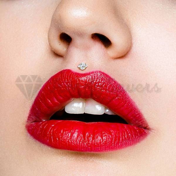4MM Stainless Steel Square Diamond Lip Ring Labret Stud Cartilage Piercing Pair