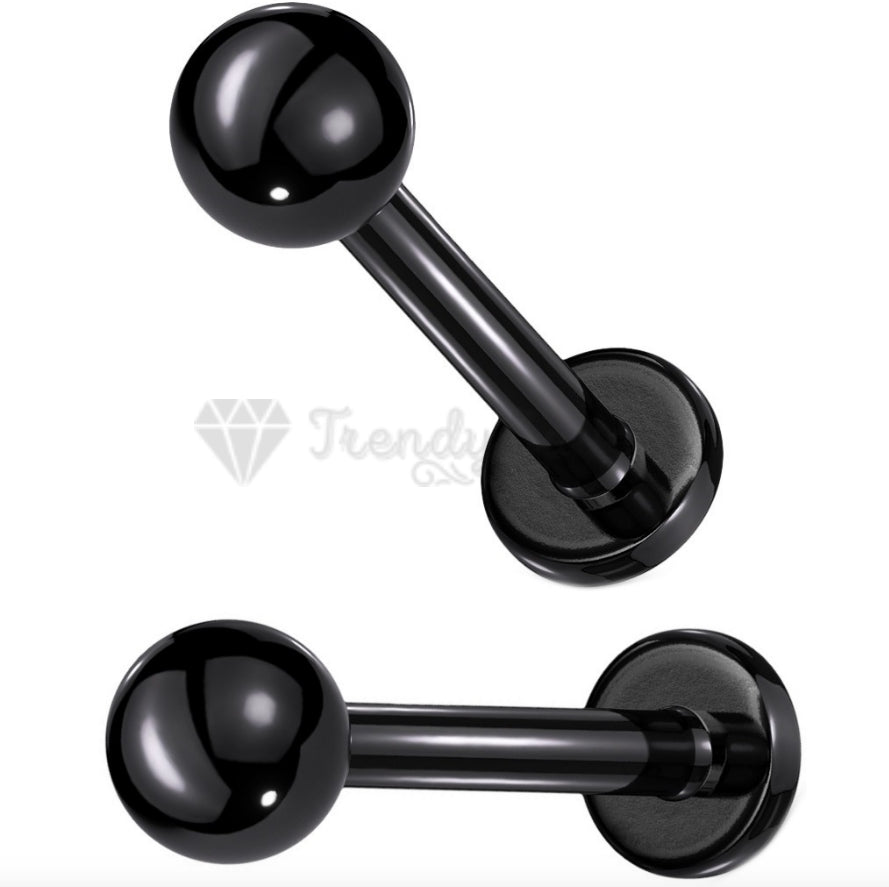 5MM Small Round Ball Labret Stud Black Forward Helix Tragus Body Piercing Pair