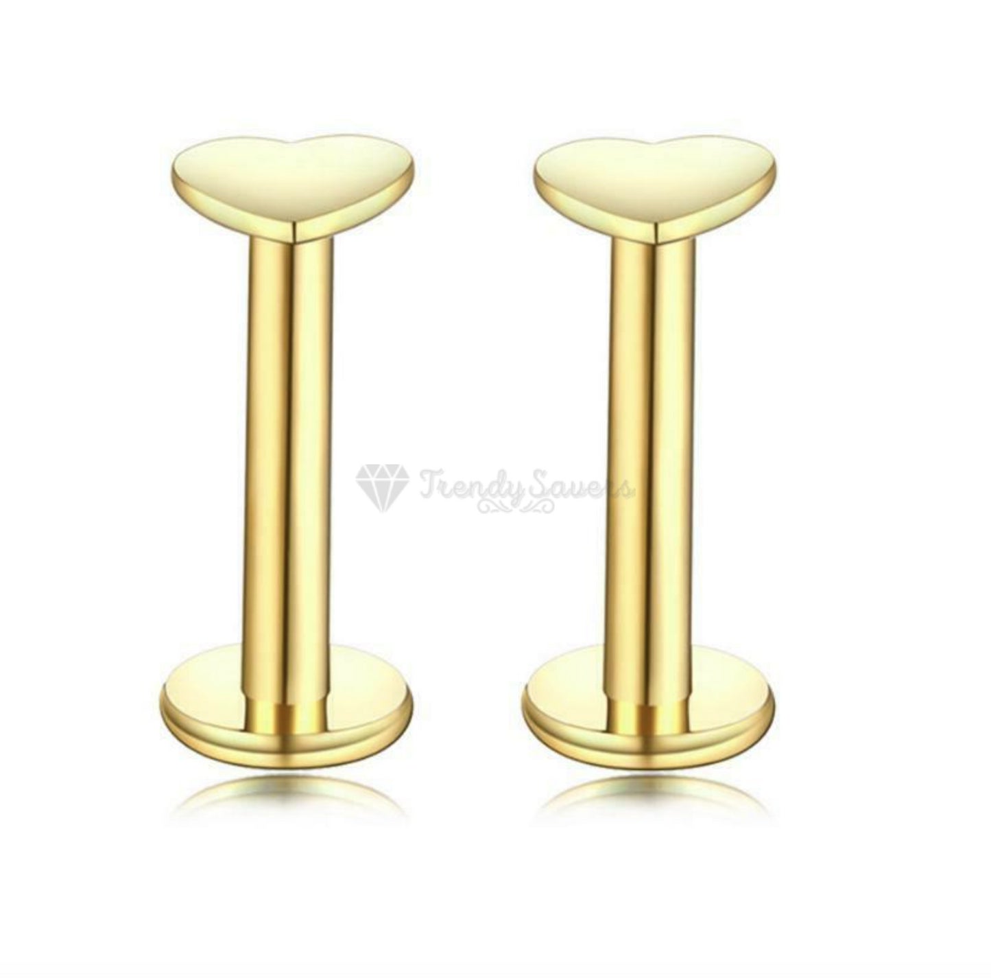 18ct Gold Plated Labret Monroe 3MM Heart Stud Rings Ear Nose Lip Piercing Pair