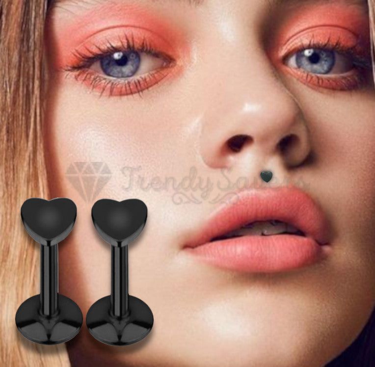 4MM Black Acrylic Lip Nose Ear Stud Ring Bar Labret Cartilage Body Piercing Pair