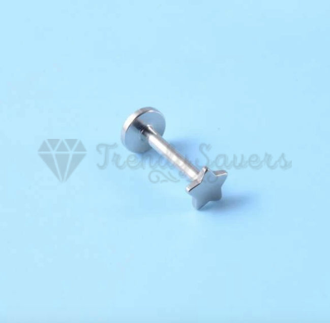 Small 5MM Labret Monroe Cartilage Helix Tragus Silver Stud Pair Piercing Jewelry