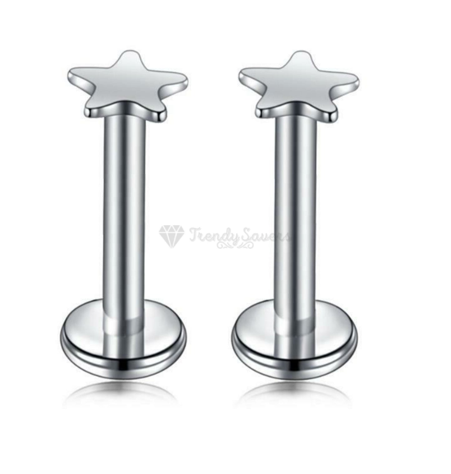 Small 5MM Labret Monroe Cartilage Helix Tragus Silver Stud Pair Piercing Jewelry