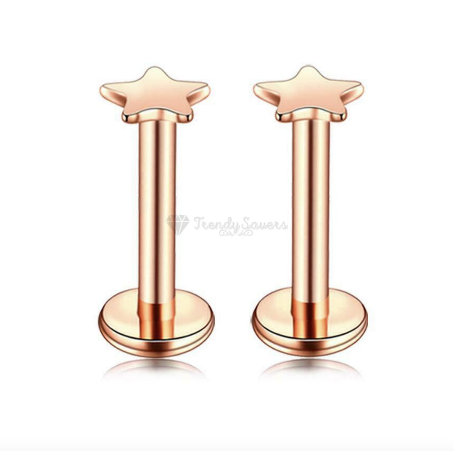 5MM Pair Star Cartilage Ear Labret Monroe Nose Lip Tragus Rose Gold Stud Ring