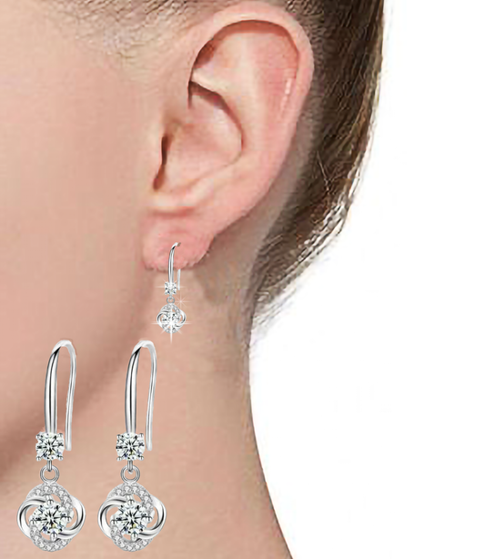 Stunning White Boho Crystal 925 Sterling Silver Drop Dangle Earrings CZ Women UK