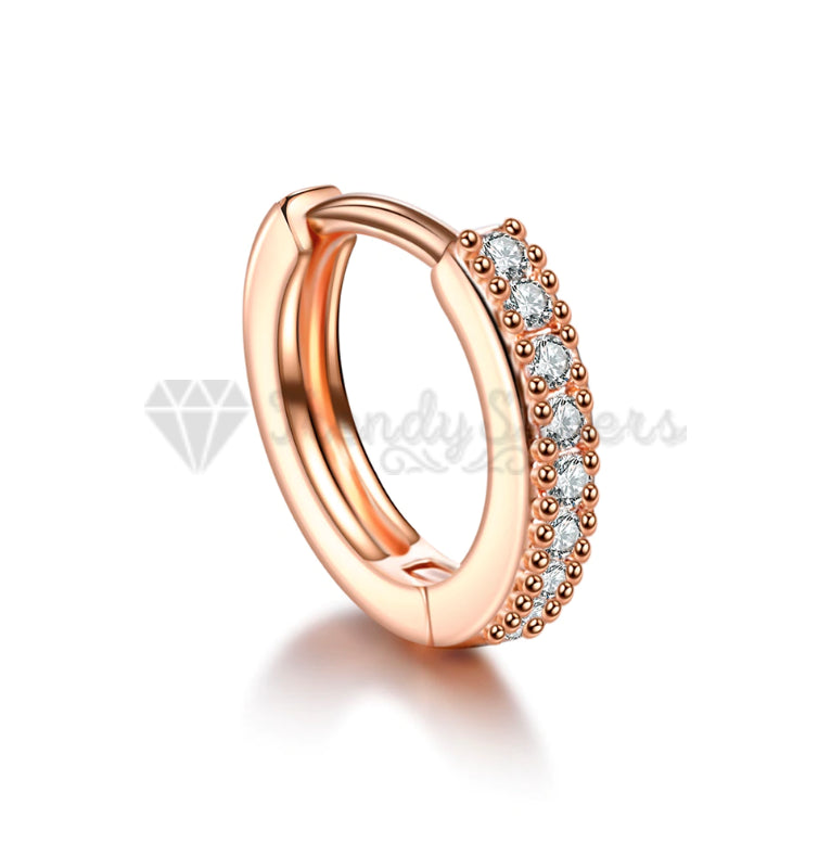 1x Rose Gold Plated Surgical Steel CZ Pave Labret Septum Ring 8MM Hoop Piercing