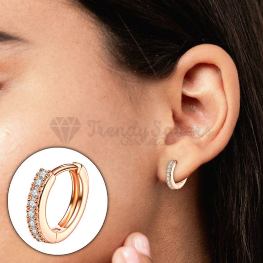 1x Rose Gold Plated Surgical Steel CZ Pave Labret Septum Ring 8MM Hoop Piercing