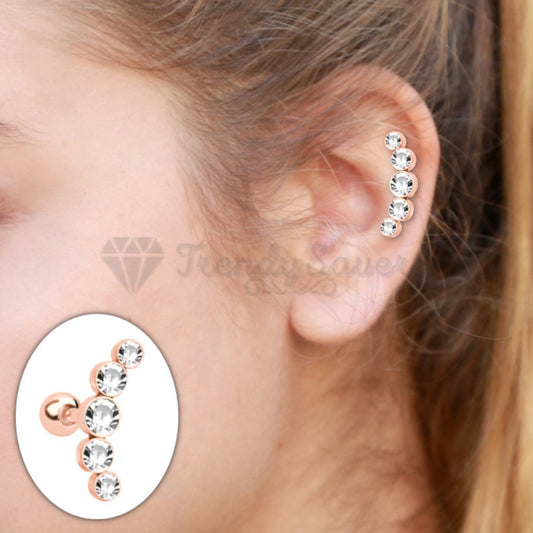 1x Rose Gold Plated Surgical Steel CZ Helix Cartilage Ear Stud Earring Piercings