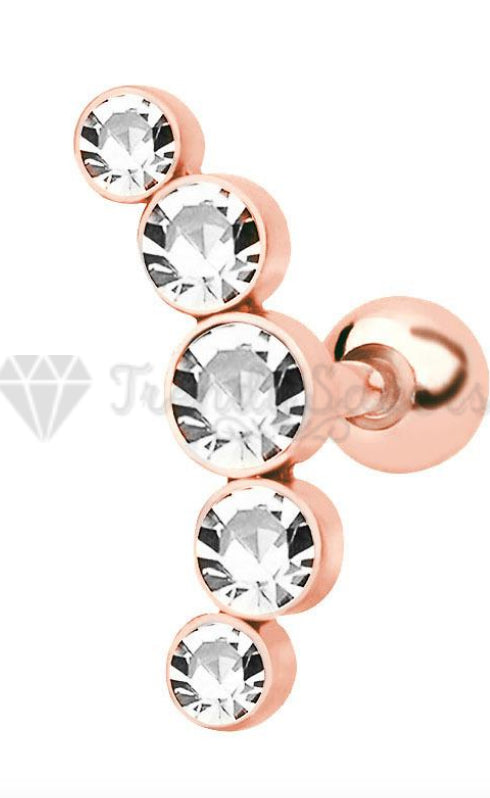 1x Rose Gold Plated Surgical Steel CZ Helix Cartilage Ear Stud Earring Piercings