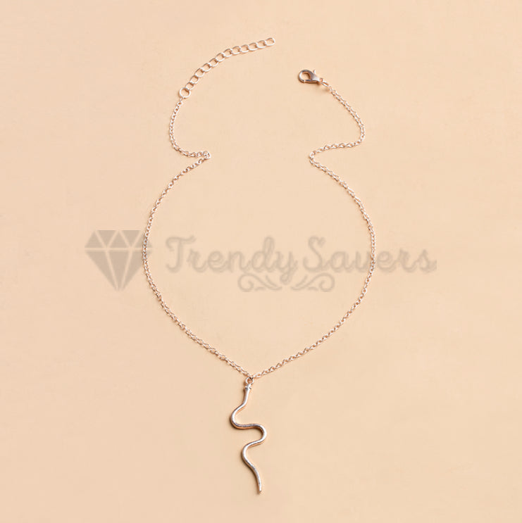 18ct Rose Gold Plated Snake Pendant Animal Serpent Punk Fashion Chain Necklace