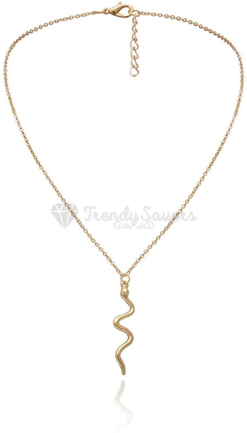 18ct Rose Gold Plated Snake Pendant Animal Serpent Punk Fashion Chain Necklace