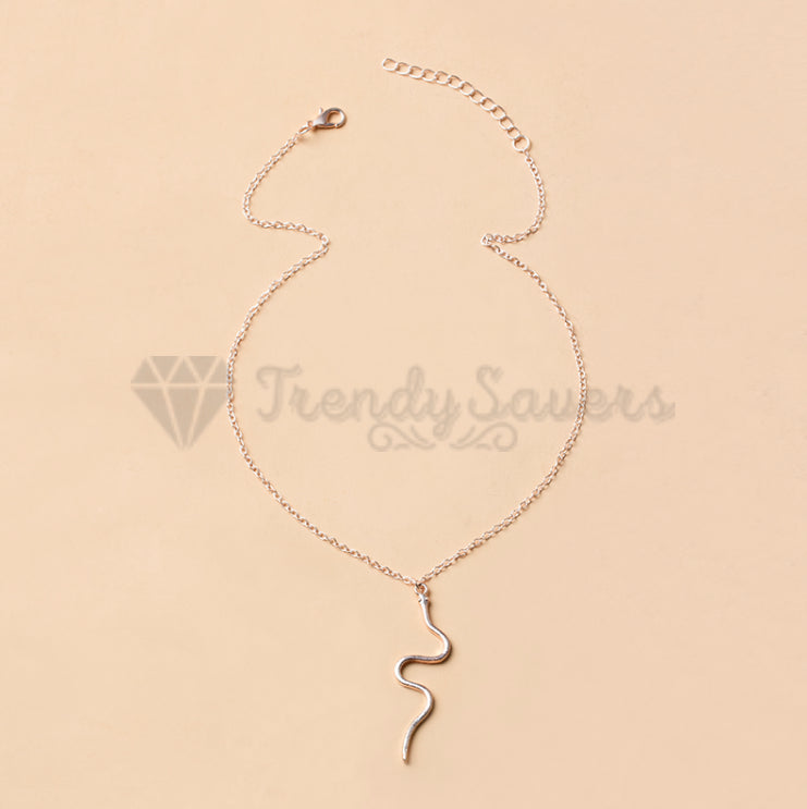 18ct Rose Gold Plated Snake Pendant Animal Serpent Punk Fashion Chain Necklace