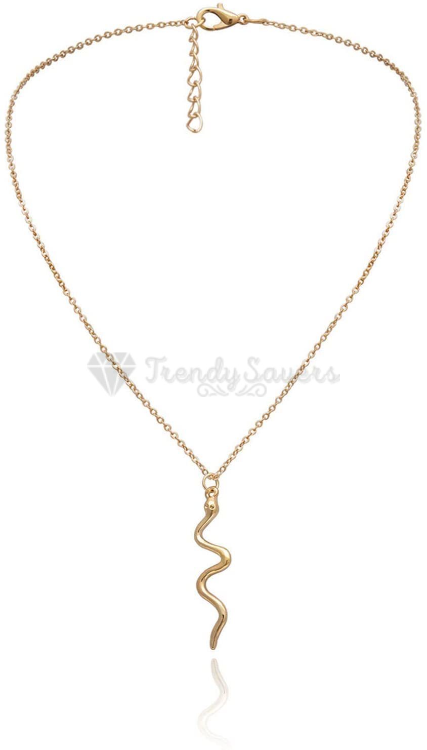 18ct Rose Gold Plated Snake Pendant Animal Serpent Punk Fashion Chain Necklace