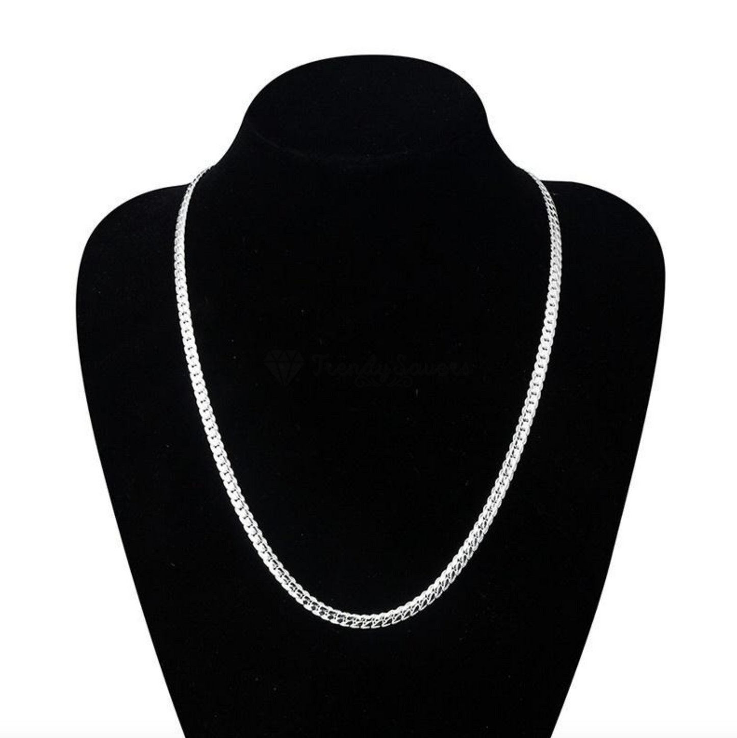 925 Sterling Silver Plated Thick Flat Link Cuban Curb Chain Necklace Jewellery