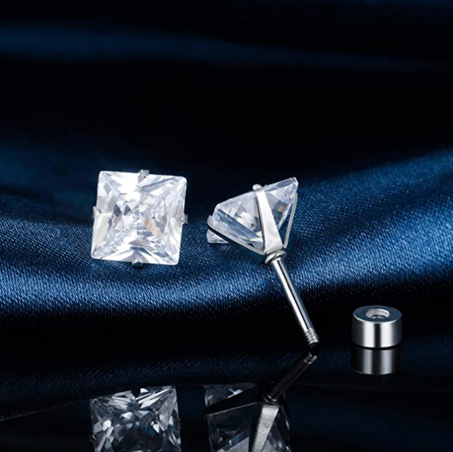 4MM Stainless Steel Silver Diamond Cut Crystal Small Stud Earrings Women Jewelry