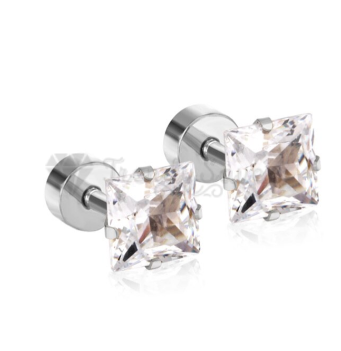 7MM Surgical Steel Silver Cubic Zirconia Stud Earrings Womens Ladies Jewellery