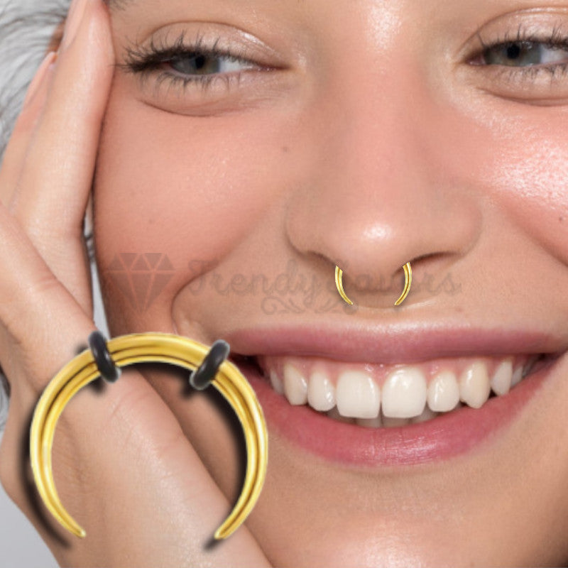 1x Thin Nose Ring Surgical Steel Gold Septum Ear Cartilage Helix Piercing 10MM