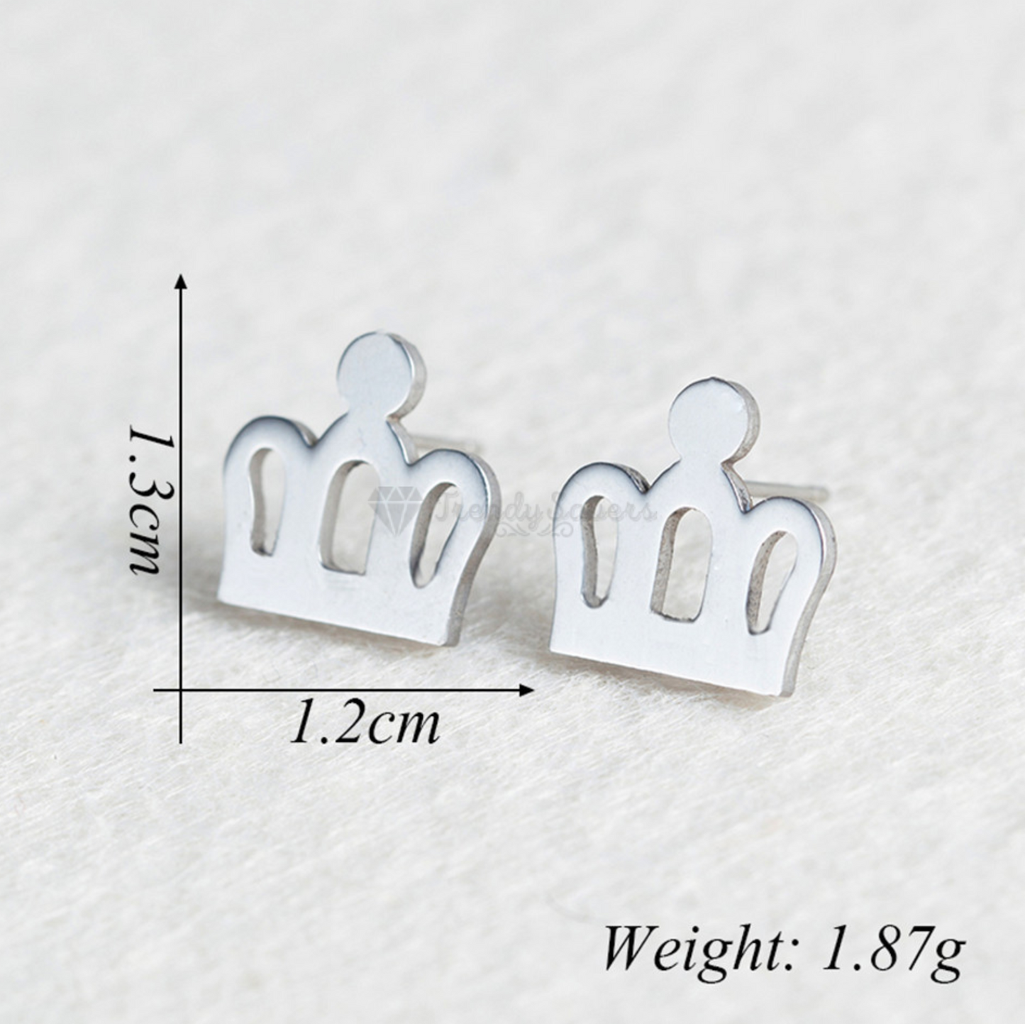 Surgical Steel Crown Shape Ear Studs Earrings Silver Womens Girls Jewellery Gift