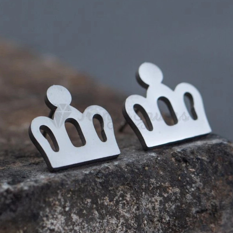 Surgical Steel Crown Shape Ear Studs Earrings Silver Womens Girls Jewellery Gift