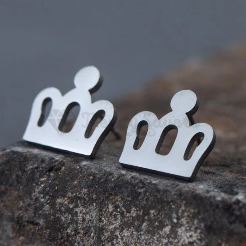 Surgical Steel Crown Shape Ear Studs Earrings Silver Womens Girls Jewellery Gift