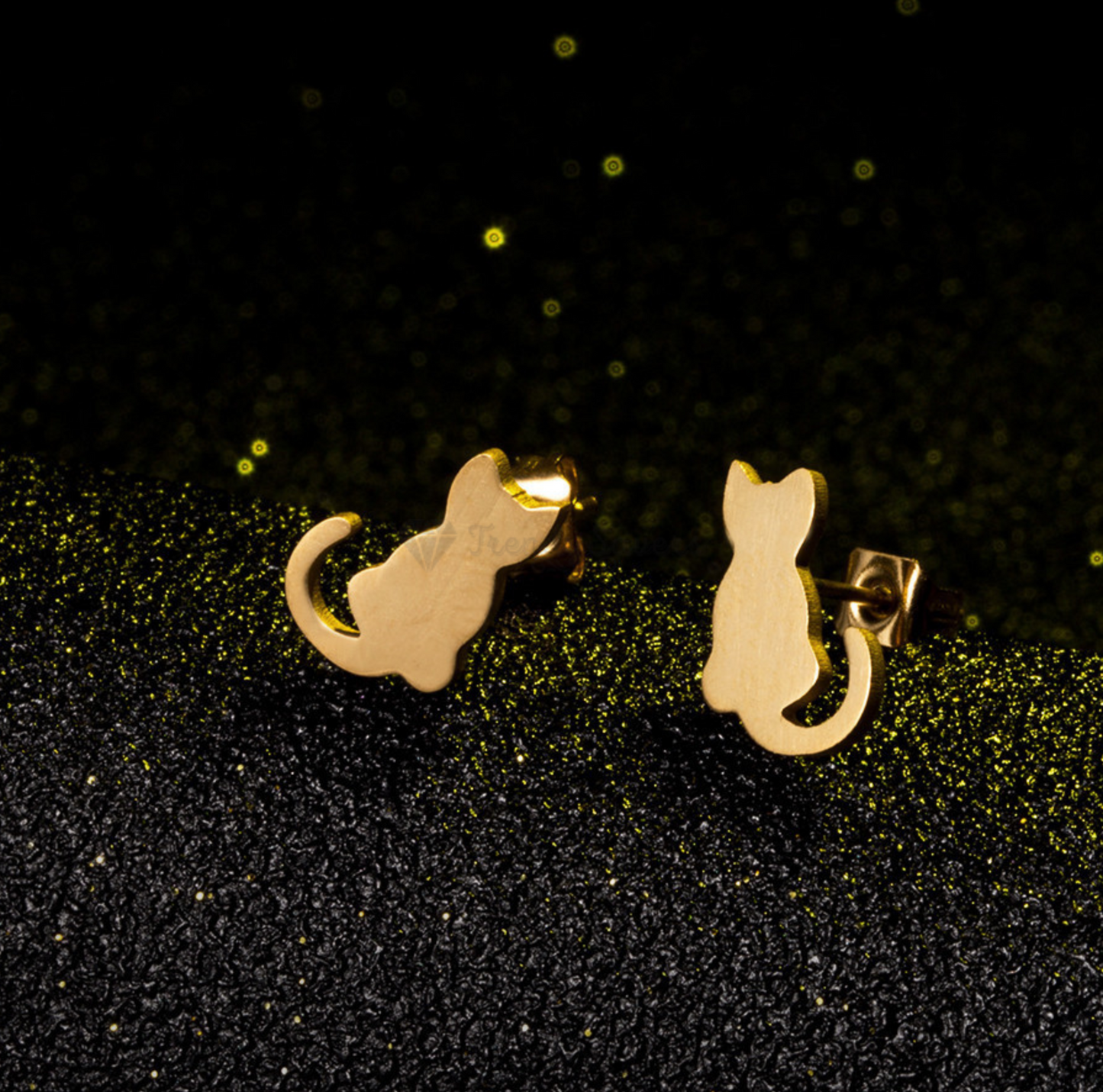 Gold Surgical Steel Small Cutie Cat Stud Cartilage Sleeper Earrings Jewellery UK
