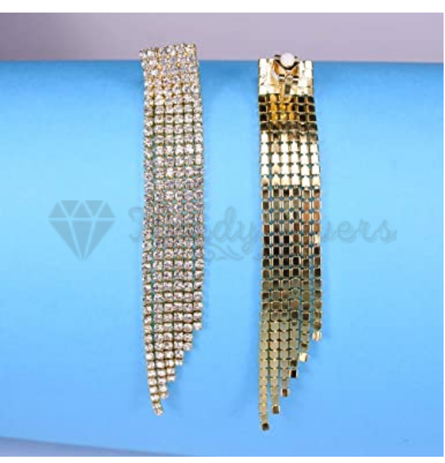 Gold Plated Dangle Hanging Crystal Tassel Long Drop Earrings Sterling Silver UK