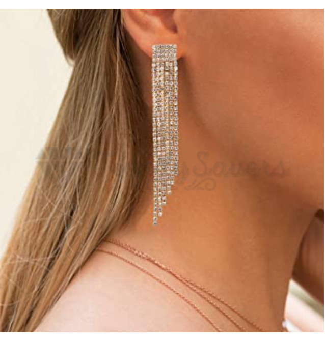 Gold Plated Dangle Hanging Crystal Tassel Long Drop Earrings Sterling Silver UK