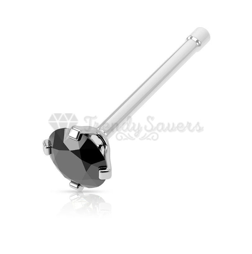 3MM Black Round Crystal Real 925 Sterling Silver Pin Piercing Bone End Nose Stud