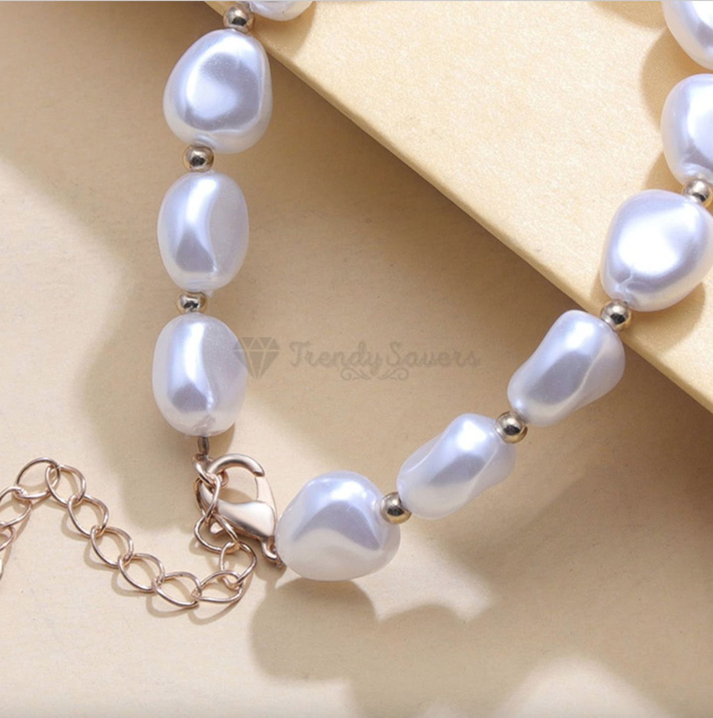 18K Gold Plated Plain White Irregular Pearl Beads Bracelet Handmade Gift Jewelry