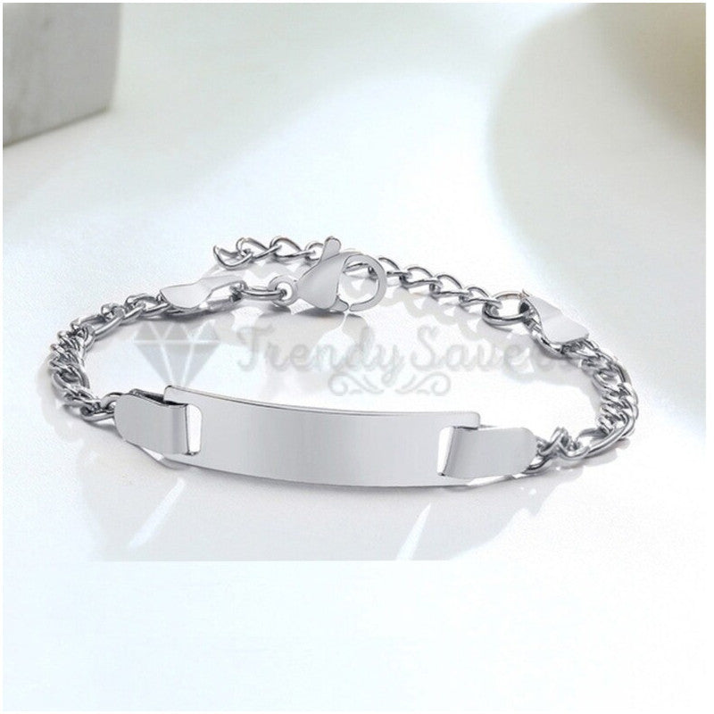 Adjustable Chain Figaro Linked Charm Bracelet Bar Silver Womens Jewellery Gift