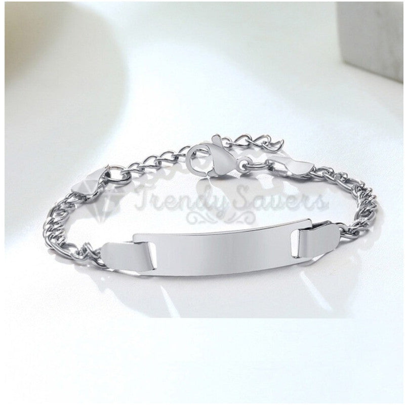 Adjustable Chain Figaro Linked Charm Bracelet Bar Silver Womens Jewellery Gift