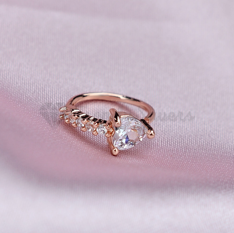 Surgical Steel Piercing Nose Ring Hoop Crystal Heart Cartilage Helix Stud 1pc