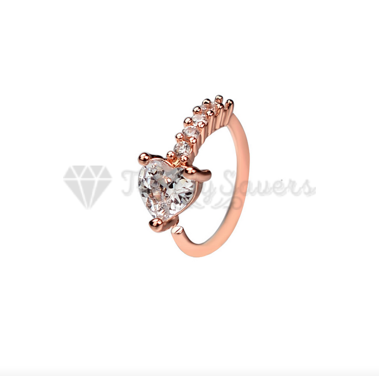 Surgical Steel Piercing Nose Ring Hoop Crystal Heart Cartilage Helix Stud 1pc