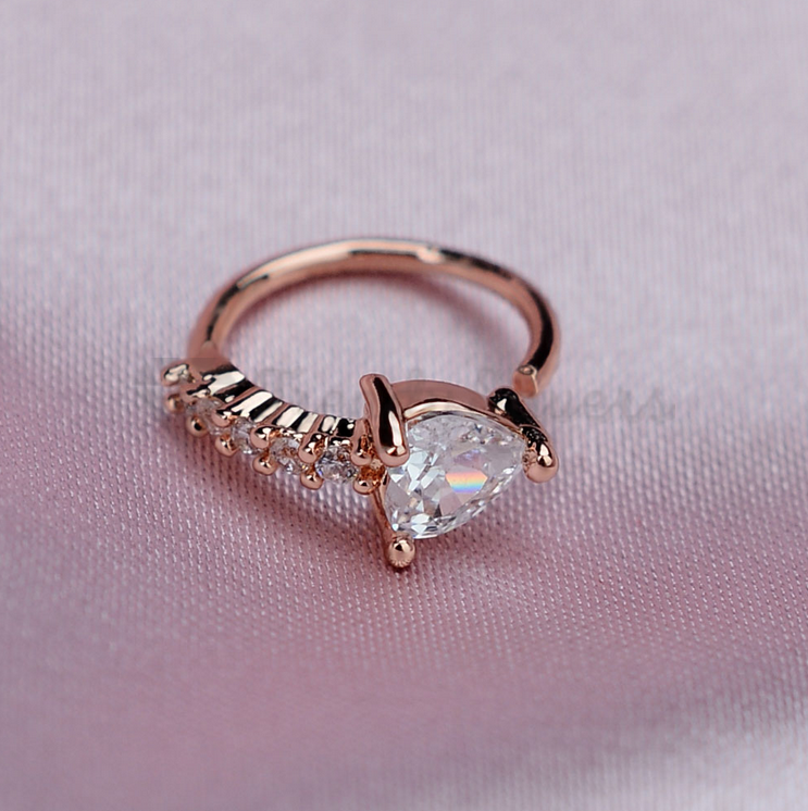 Surgical Steel Piercing Nose Ring Hoop Crystal Heart Cartilage Helix Stud 1pc