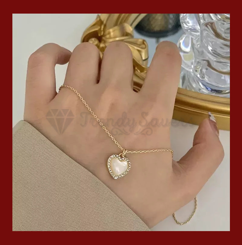 18K Real Gold Plated Cubic Zircon Heart Charm Pendant Necklace Adjustable Chain