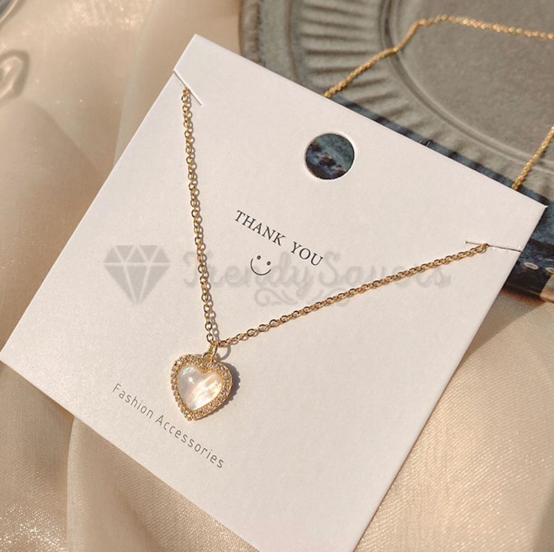 18K Real Gold Plated Cubic Zircon Heart Charm Pendant Necklace Adjustable Chain
