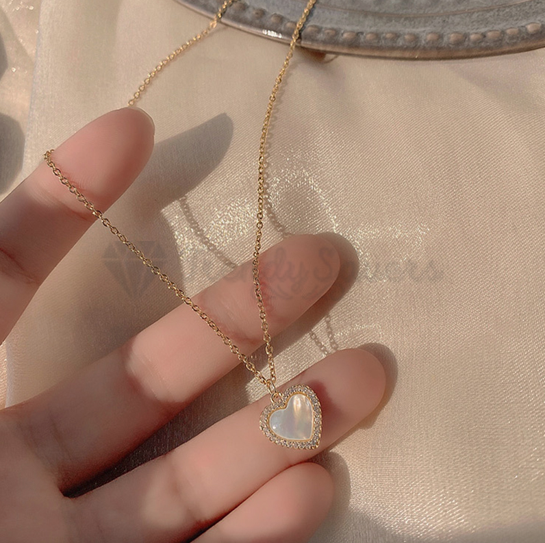 18K Real Gold Plated Cubic Zircon Heart Charm Pendant Necklace Adjustable Chain