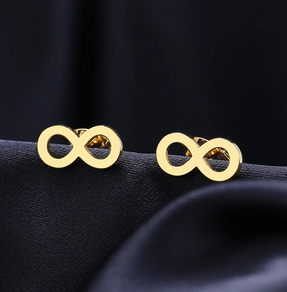 Women's Steel Stainless Gold Infinity Earrings