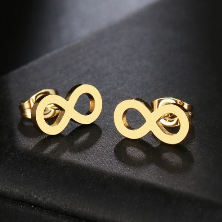 Women's Steel Stainless Gold Infinity Earrings