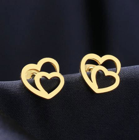 Cute Heart Stud Earrings Women Girls 925 Sterling Silver Jewellery For Women