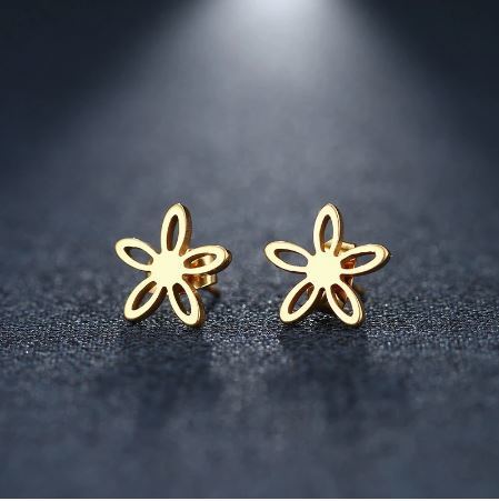 Stainless Steel Earrings Gold Cute Cartoon Flowers Girls Pendants Charms Fashion