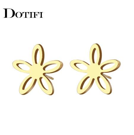 Stainless Steel Earrings Gold Cute Cartoon Flowers Girls Pendants Charms Fashion