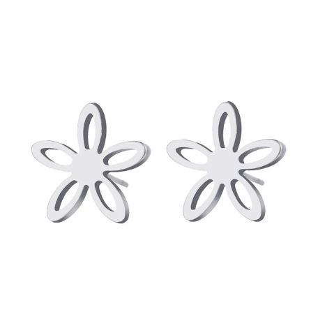 Stainless Steel Stud Earring For Women Hollow Flower Gold Color Lover's Jewelry