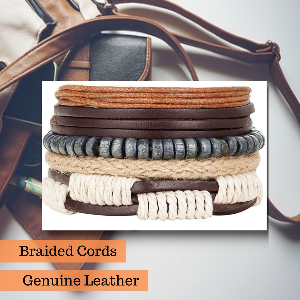 Adjustable Unique Braided Genuine Cords Leather Bracelet