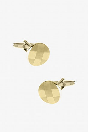 Perfect Round Gold Check Cufflinks