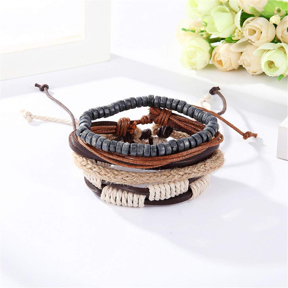Adjustable Unique Braided Genuine Cords Leather Bracelet