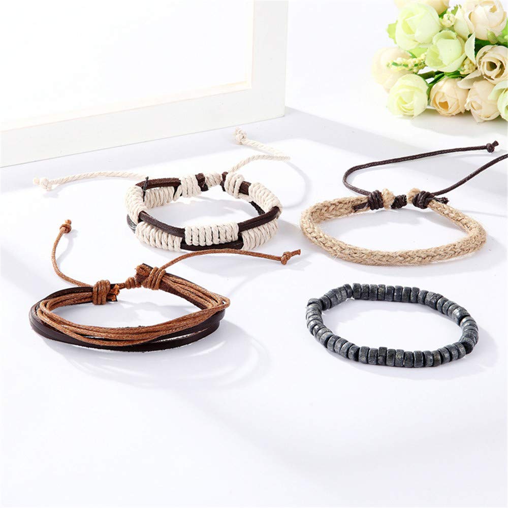 Adjustable Unique Braided Genuine Cords Leather Bracelet
