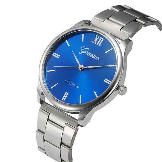 Crystal Stainless Steel Band Analog Quartz Watch