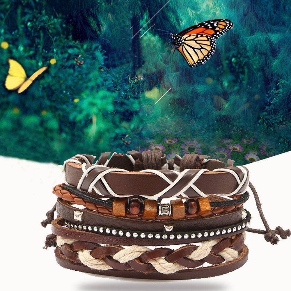 Fashionable Bohemian Vintage Style Braided Rope Leather Bracelet