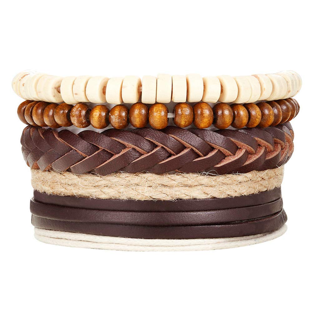 Stylish Well Crafted 5 Braided Layer Leather Strap Bangle Bracelet