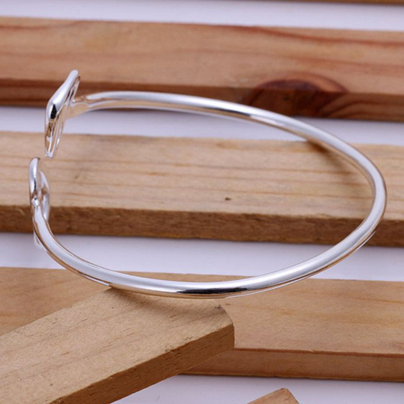 925 Sterling Silver Double Heart Bangle